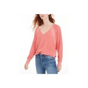 We The Free Santa Clara Thermal Coral Pullover V-Neck Oversized SZ Small